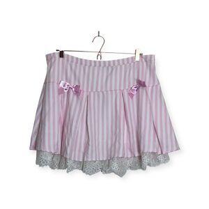 Sweet Society Pink Striped Lace Trim Mini Skirt 2X / Hot Topic